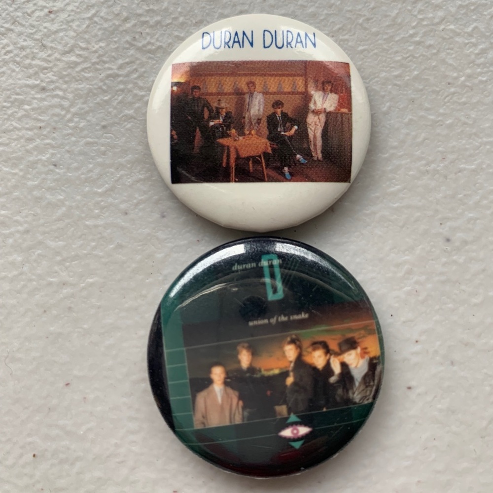 2 Vintage Duran Duran Button Pins